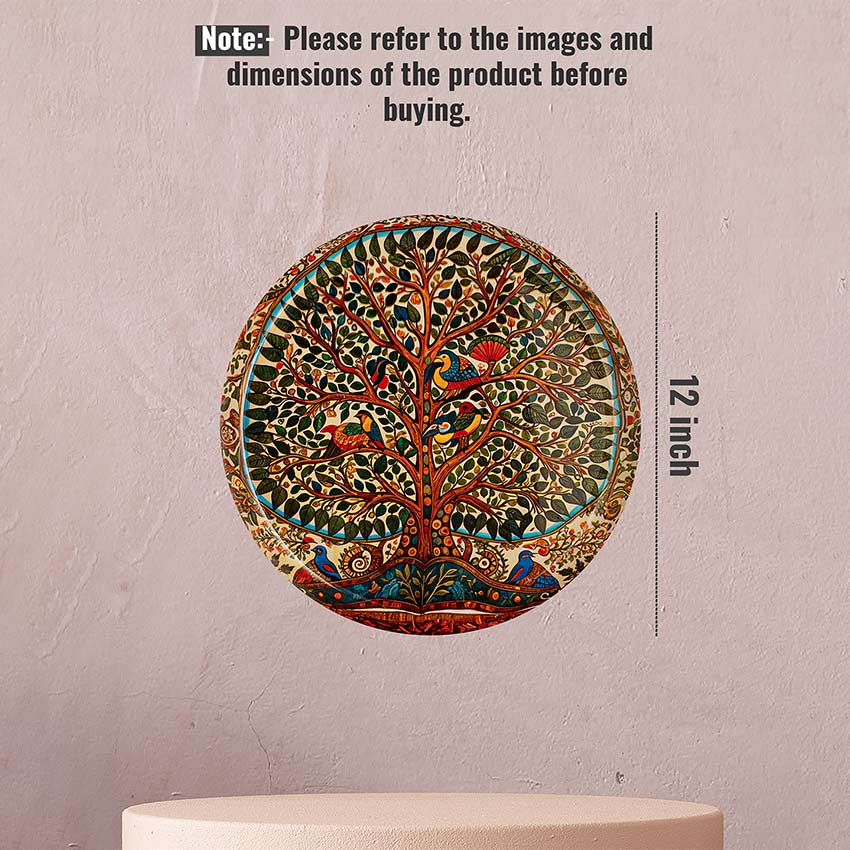 Beautiful Crafted Multicolor Shade Madhubani Tree Wall Plate | 10 inches