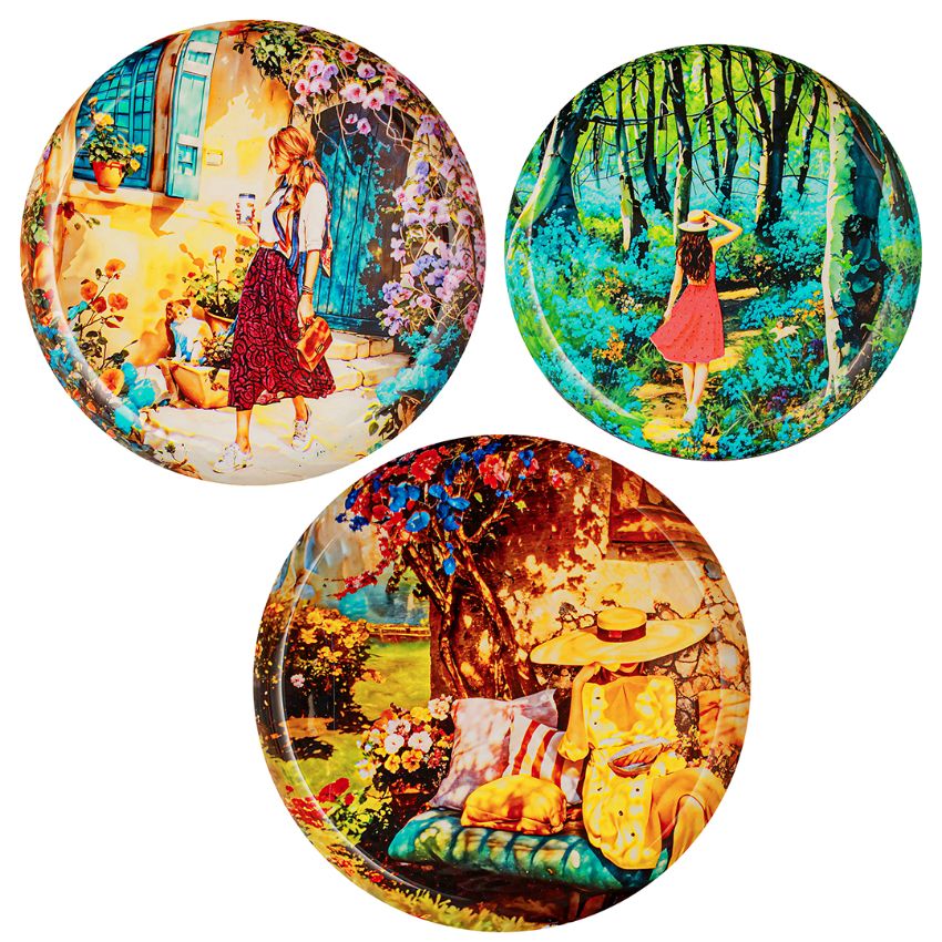 Elegant Design Multicolor Shade Daring Decor Wall Plates | Pack of 3