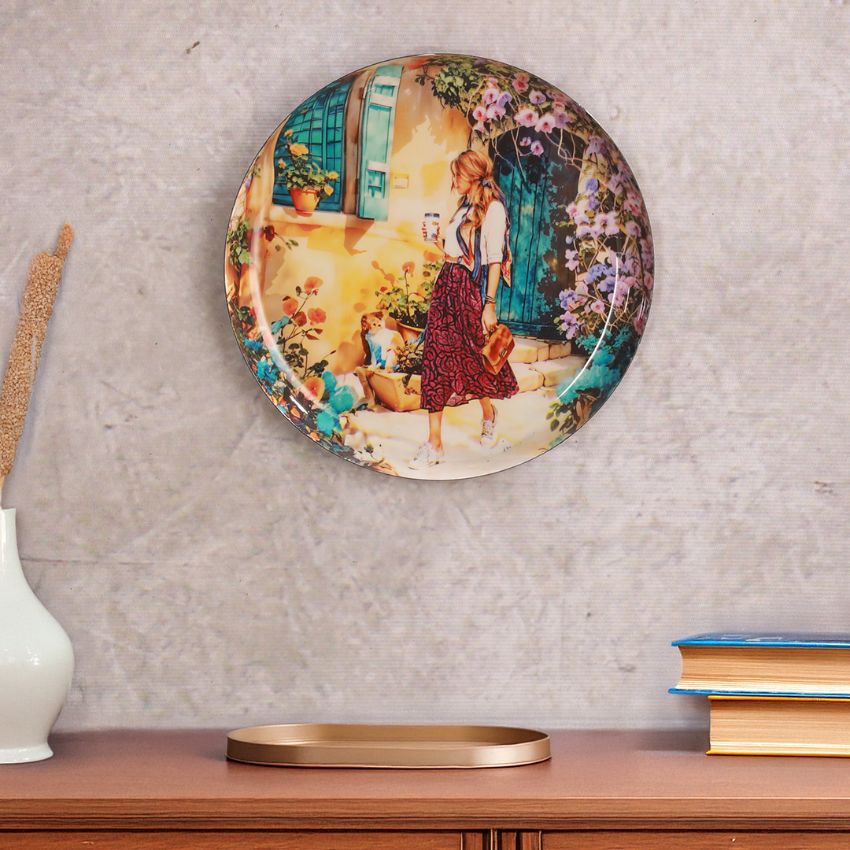 Beautiful Multicolor Shade Serene Sunshine Walk Wall Plate | 10 inches