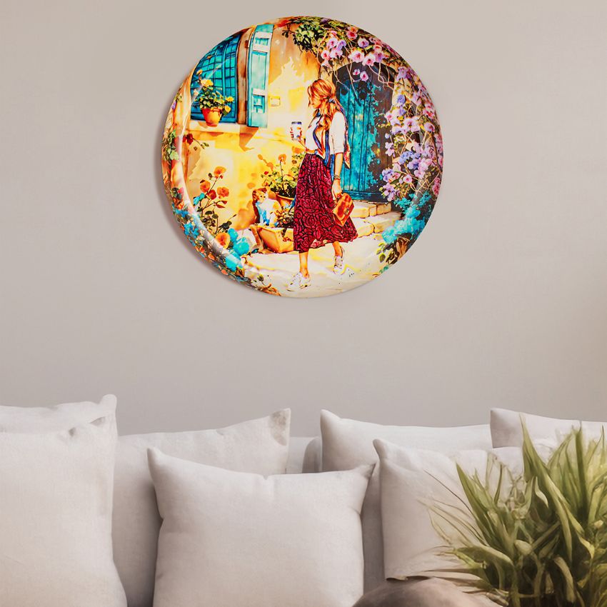 Beautiful Multicolor Shade Serene Sunshine Walk Wall Plate | 10 inches