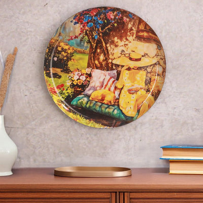 Elegant Design Multicolor Shade Sunshine Girl Wall Plate | 12 inches