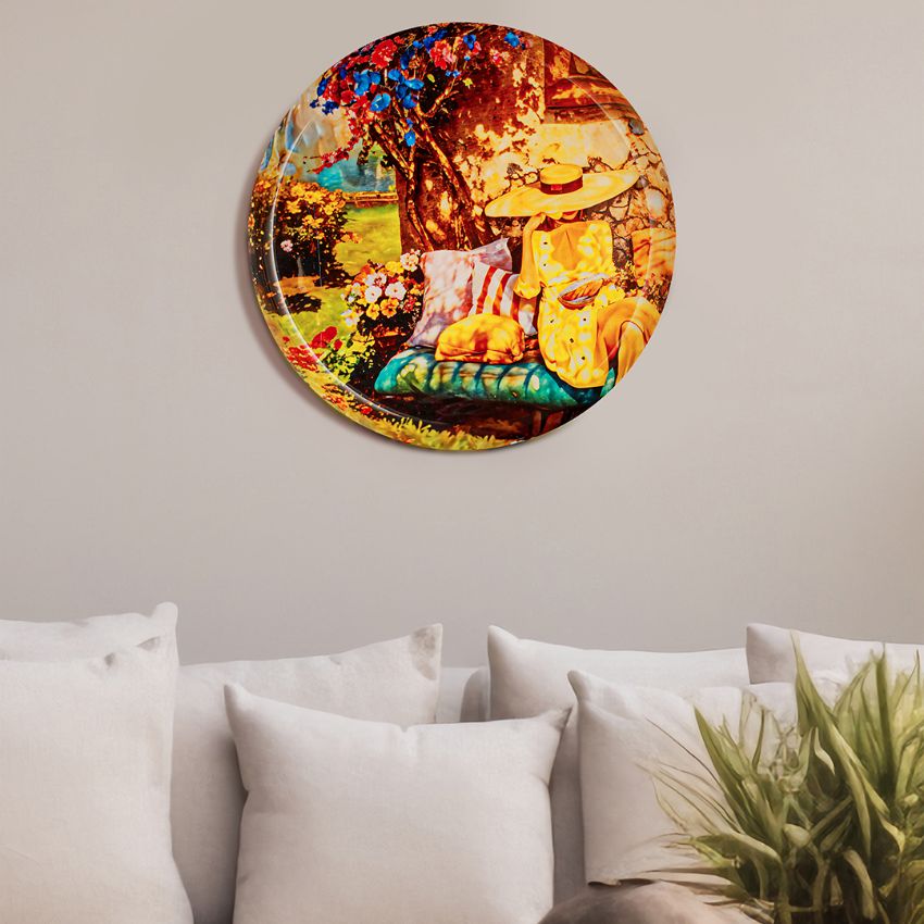 Elegant Design Multicolor Shade Sunshine Girl Wall Plate | 12 inches