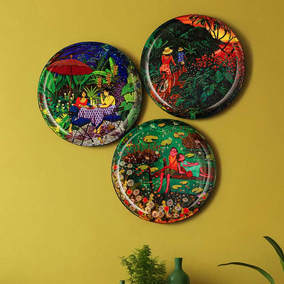 Beautiful Design Multicolor Shade Bonded Moments Wall Plate | Set of 3 | 10 inches