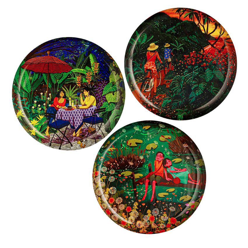 Beautiful Design Multicolor Shade Bonded Moments Wall Plate | Set of 3 | 10 inches