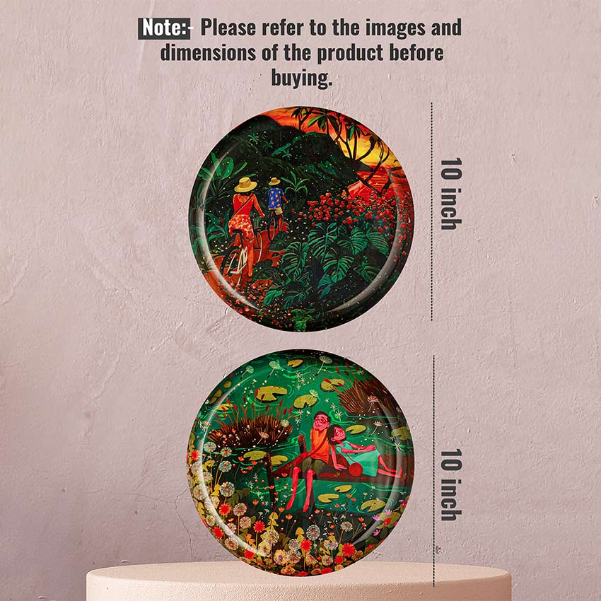 Beautiful Design Multicolor Shade Serene Friendship Wall Plate | Set of 2 | 10 inches