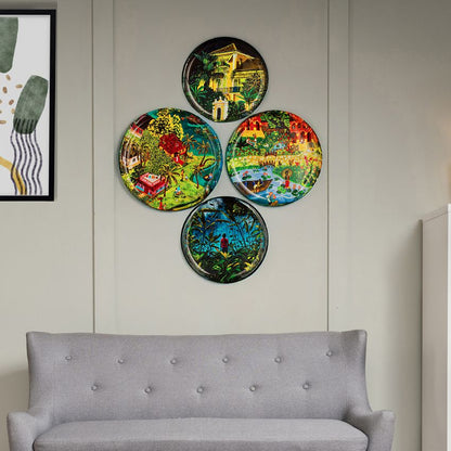 Beautiful Design Multicolor Shade Nature Harmony Wall Plate | Pack of 4