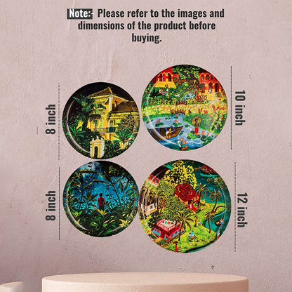 Beautiful Design Multicolor Shade Nature Harmony Wall Plate | Pack of 4