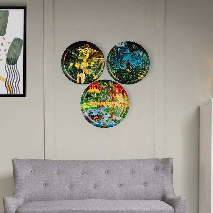 Elegant Multicolor Shade Eternal Reflections Wall Plate | Pack of 3