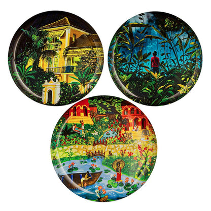 Elegant Multicolor Shade Eternal Reflections Wall Plate | Pack of 3