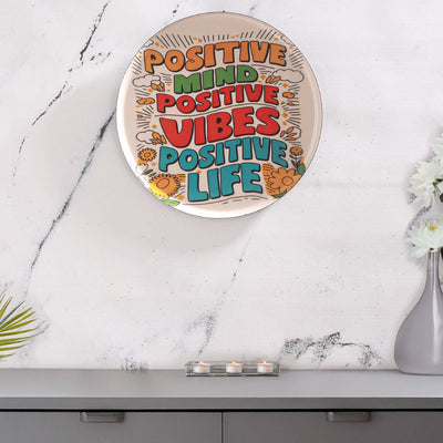 Beautiful Multicolor Design Positive Vibes Quote Wall Plate | 10 inches