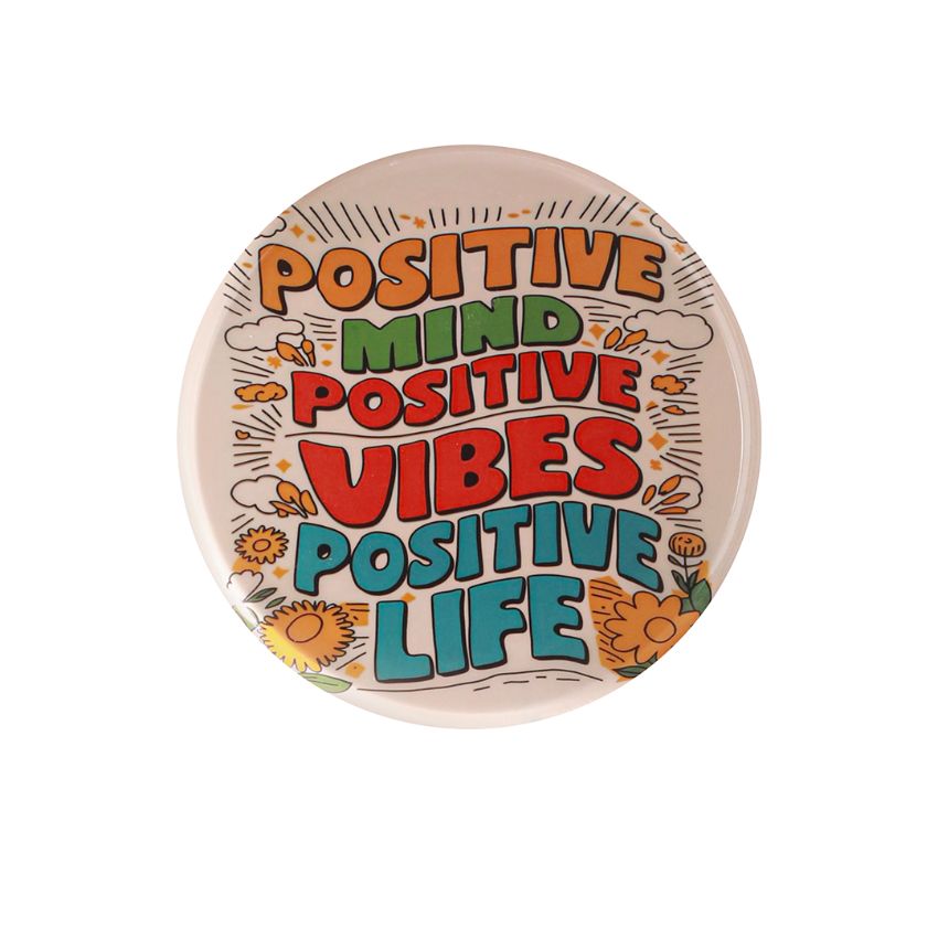 Beautiful Multicolor Design Positive Vibes Quote Wall Plate | 10 inches