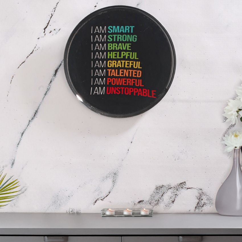 Elegant Multicolor Shade Affirmation Bliss Quote Wall Plate | 10 inches