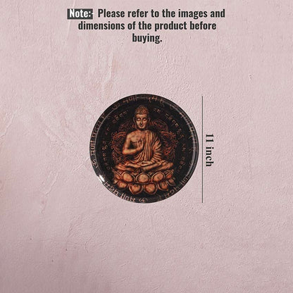 Elegant Design Serene Brown Shade Buddha Wall Plate | 11 inches