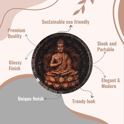 Elegant Design Serene Brown Shade Buddha Wall Plate | 11 inches