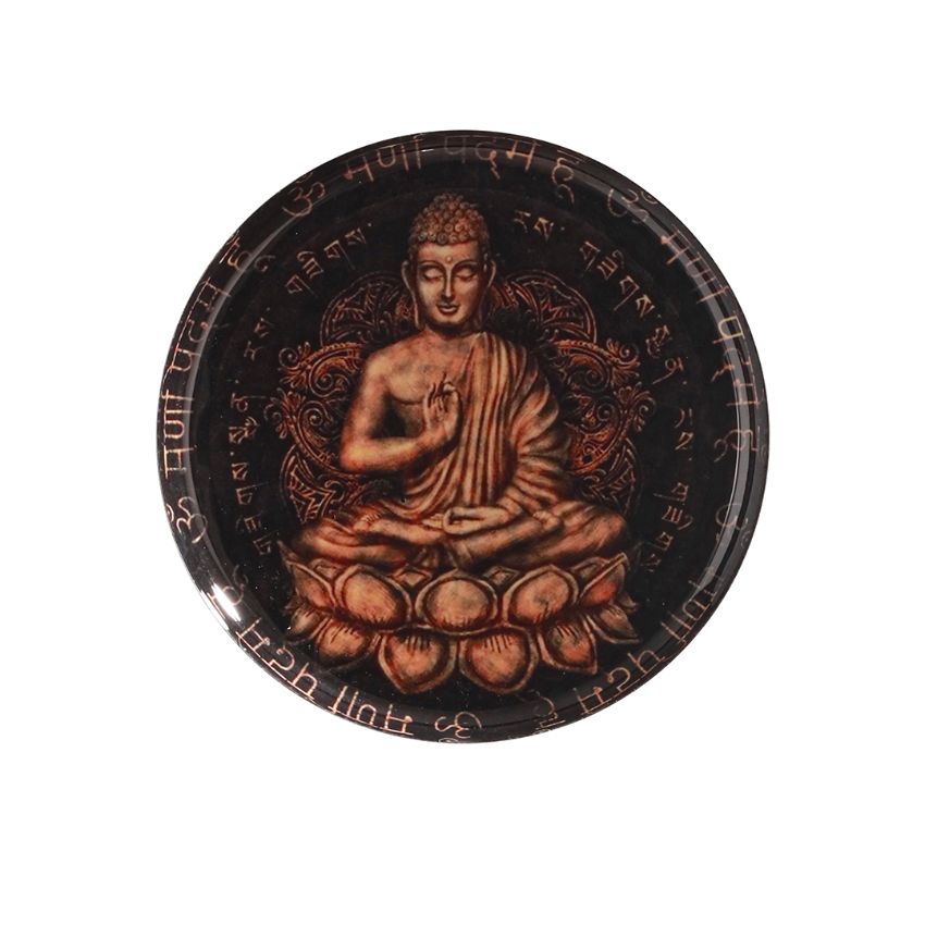 Elegant Design Serene Brown Shade Buddha Wall Plate | 11 inches