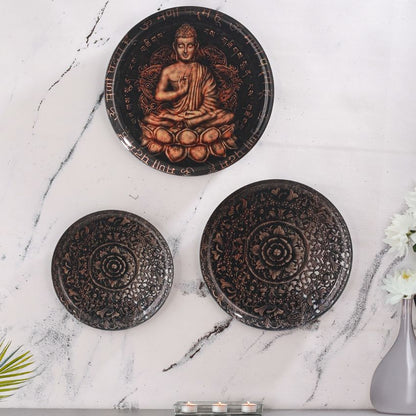 Beautiful Brown Shade Buddha Bliss Wall Plate | Pack of 3