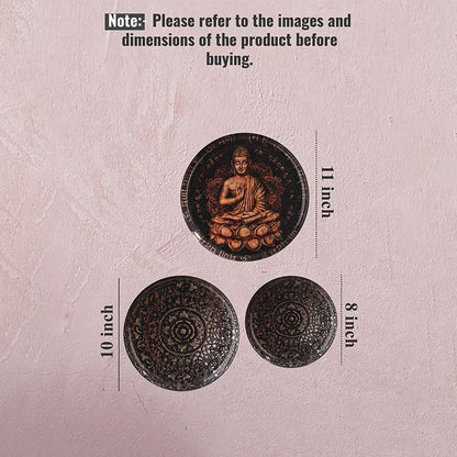 Beautiful Brown Shade Buddha Bliss Wall Plate | Pack of 3