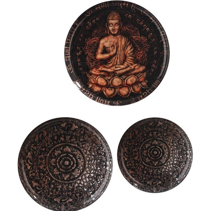 Beautiful Brown Shade Buddha Bliss Wall Plate | Pack of 3