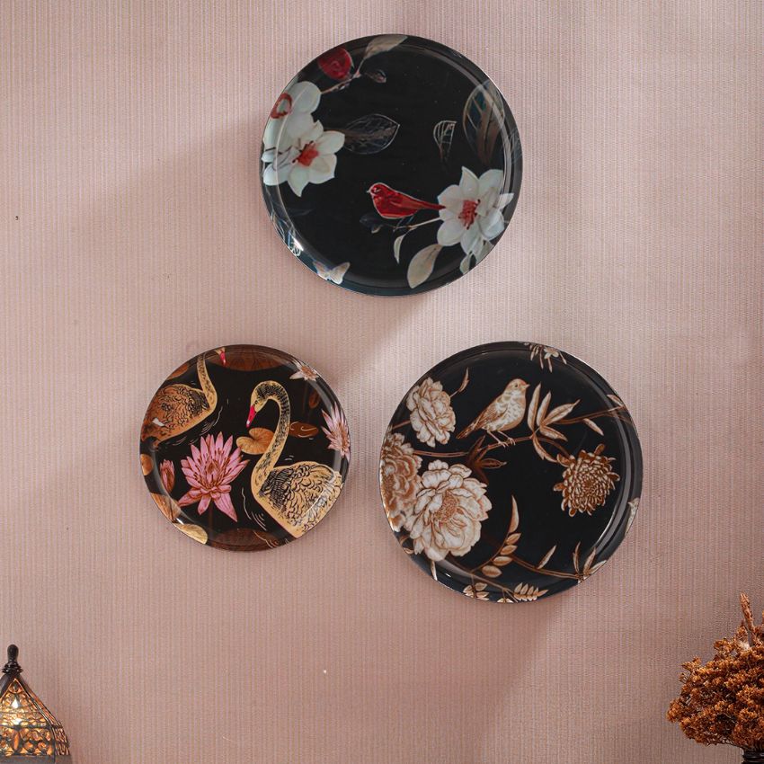 Beautiful Multicolor Shade Oriental Charm Wall Plate | Pack of 3