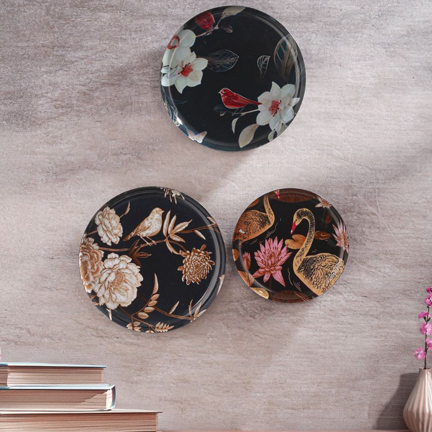 Beautiful Multicolor Shade Oriental Charm Wall Plate | Pack of 3