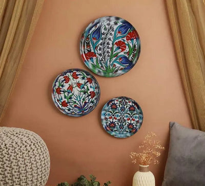 Indigo Tulip Wall Plates | Set of 3 | 12, 10, 8  inches Default Title