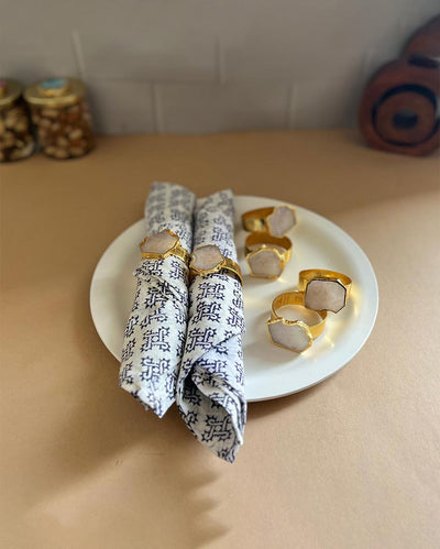 Unique Natural White Quartz Healing Crystal Napkin Rings | Set of 6 | 2 x 2 inches