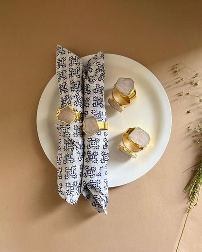 Unique Natural White Quartz Healing Crystal Napkin Rings | Set of 6 | 2 x 2 inches