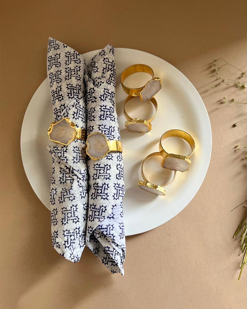 Unique Natural White Quartz Healing Crystal Napkin Rings | Set of 6 | 2 x 2 inches