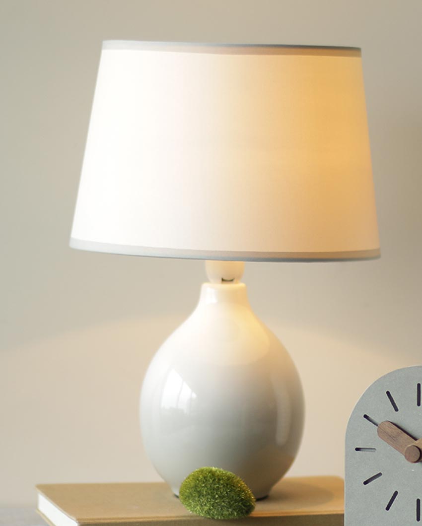 Elegant Glow Porcelain Grey Shade Table Lamp | 4 x 7 x 12 inches