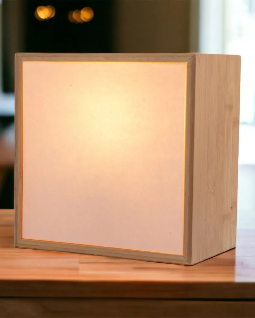 Square Shaded Wooden Lamp