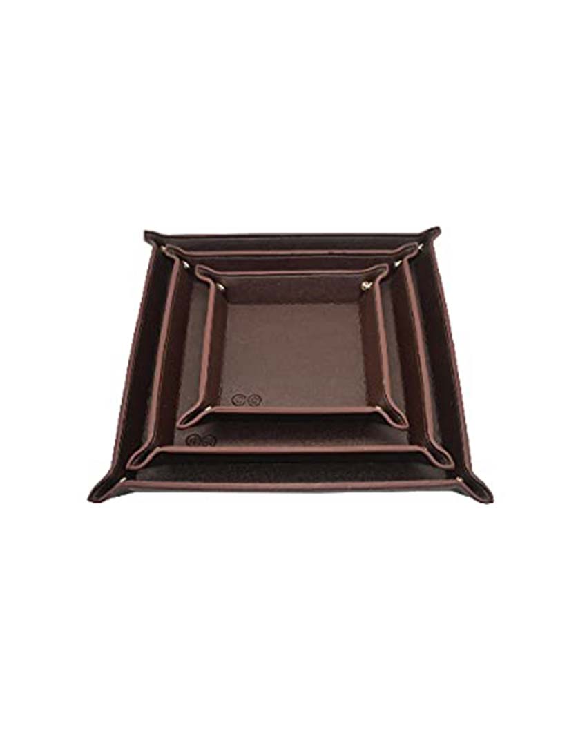 Leather Tray Organizer | Set Of 3 Brown