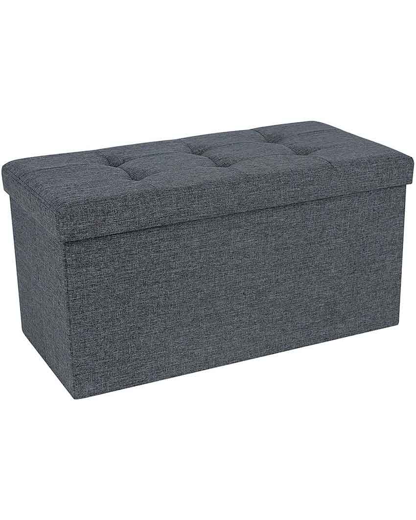 Fabric Coated Wooden Storage Stool Box Grey