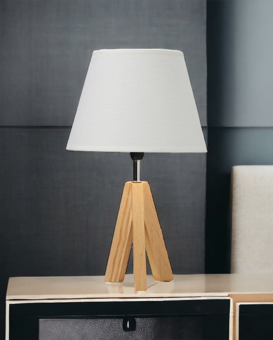 Tripod Base Wooden Table Lamp With Shade