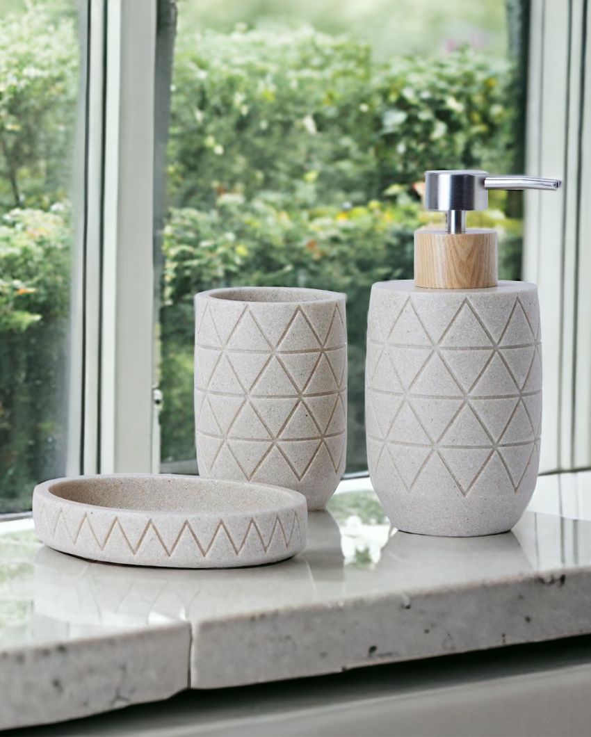 Criss-Cross Design Polyresin Bathroom Set