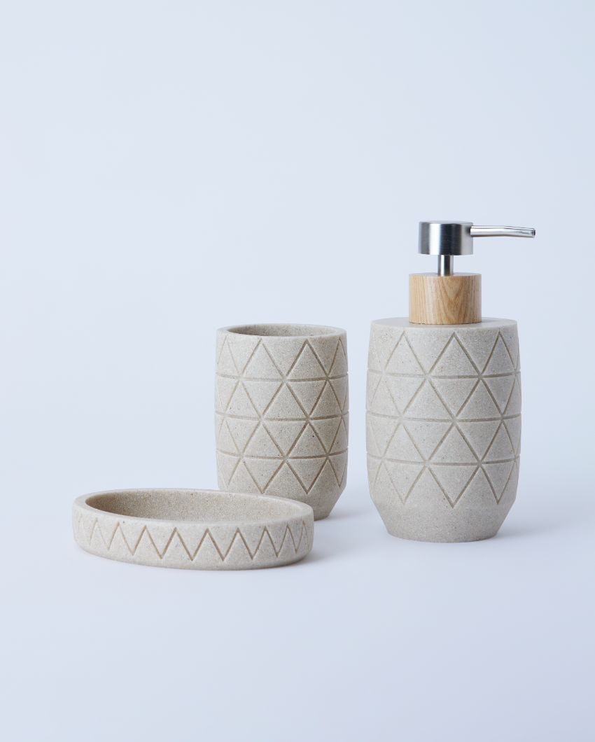 Criss-Cross Design Polyresin Bathroom Set