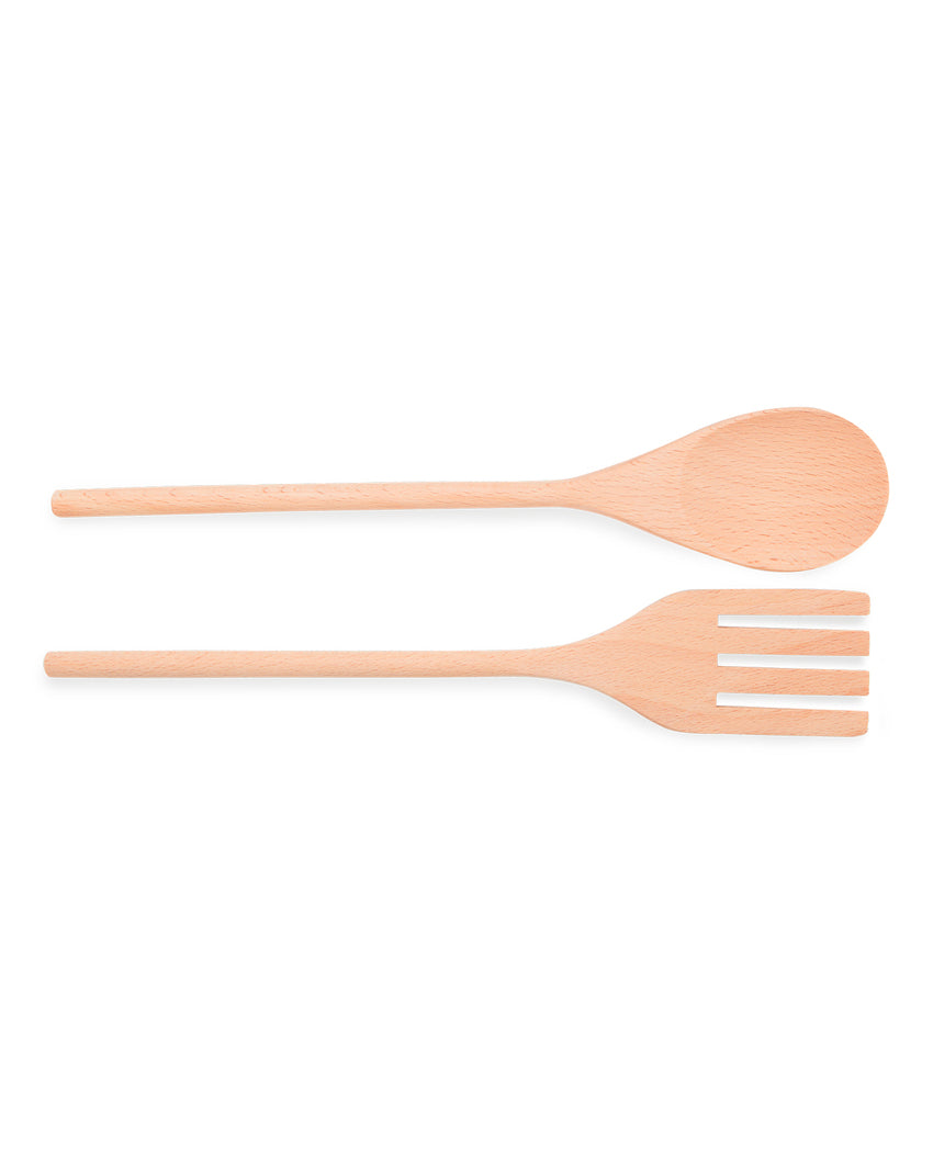 Rustic Wooden Brown Salad Spoon & Fork | Pack of 2 | 3 x 13 inches