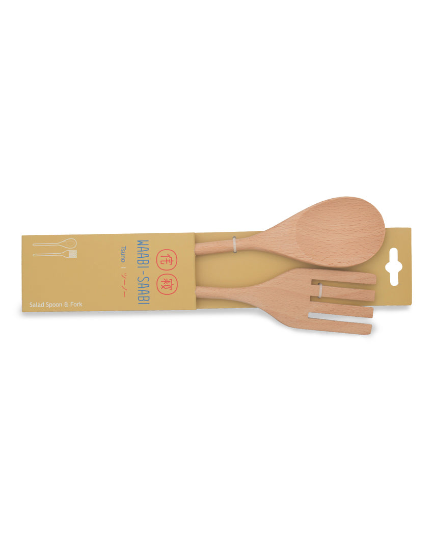 Rustic Wooden Brown Salad Spoon & Fork | Pack of 2 | 3 x 13 inches