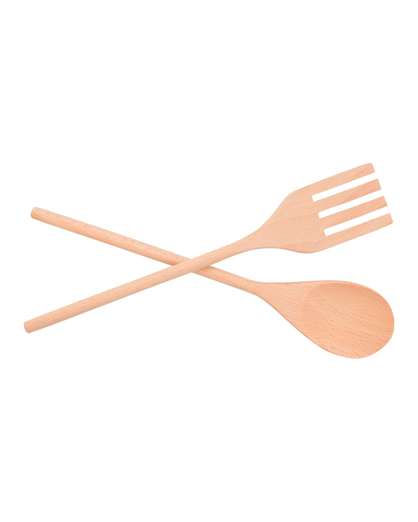 Rustic Wooden Brown Salad Spoon & Fork | Pack of 2 | 3 x 13 inches