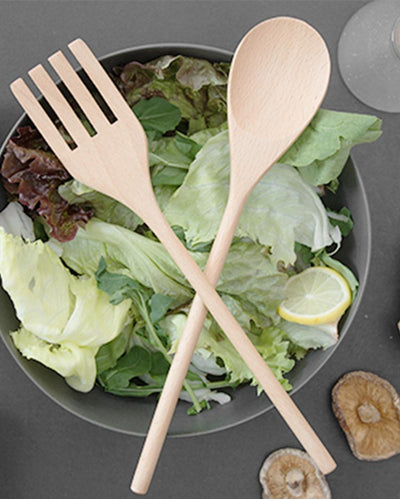 Rustic Wooden Brown Salad Spoon & Fork | Pack of 2 | 3 x 13 inches