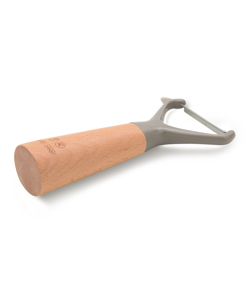 Effortless Brown Beechwood Kitchen Peeler | 3 x 6 inches