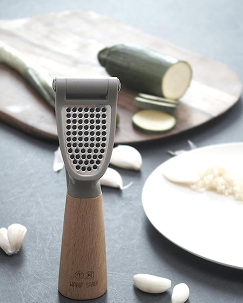 Handy Brown Beechwood Garlic Press | 3 x 6 inches