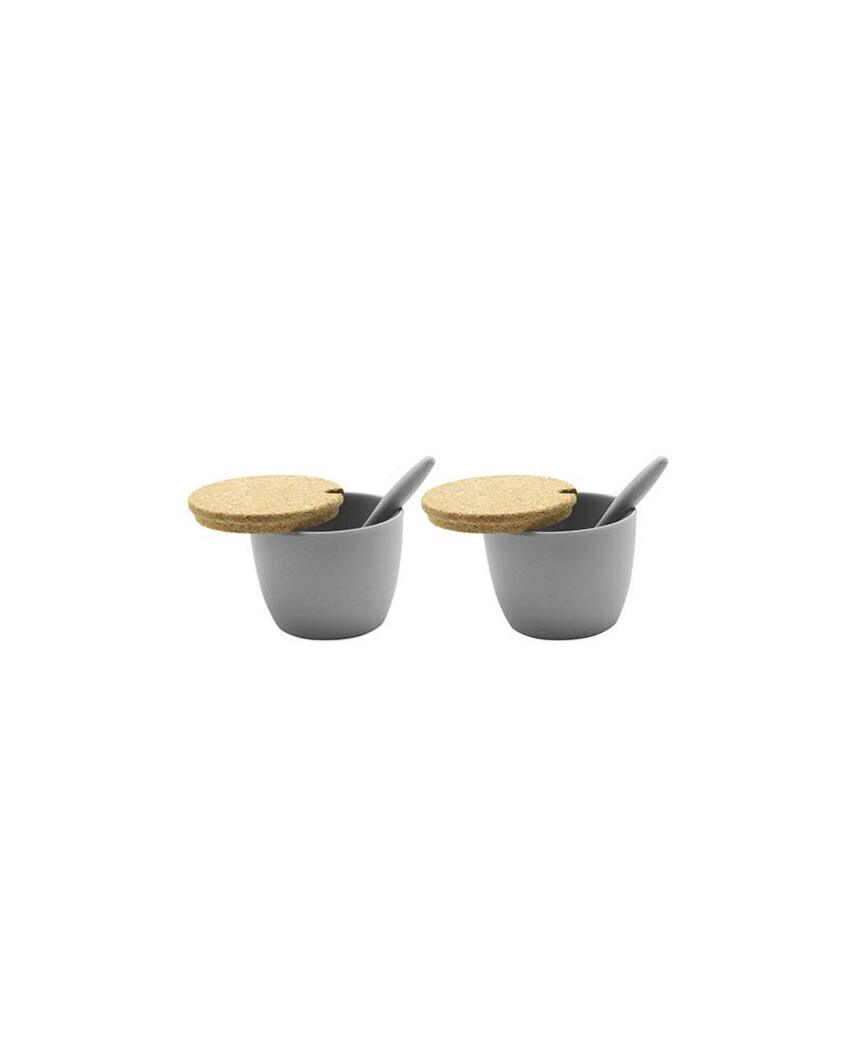 Delight Grey Bamboo Fiber Bowls & Storage with Lid | Pack of 6 | 4 x 7 inches