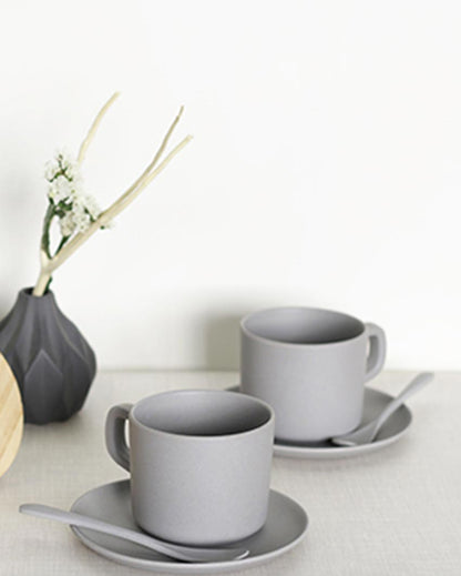 Refined Grey Bamboo Fiber Tea Cup Set | Pack of 6 | 6 x 6 inches