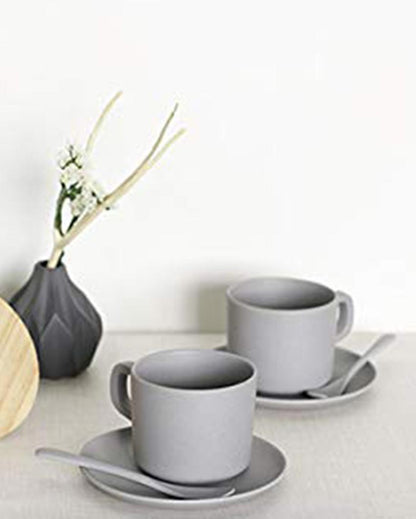 Refined Grey Bamboo Fiber Tea Cup Set | Pack of 6 | 6 x 6 inches