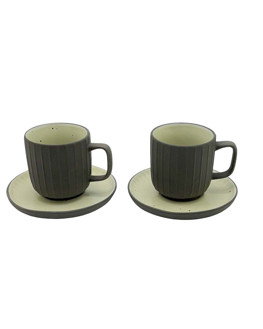 Green Ceramic Cups & Saucers | Set Of 2