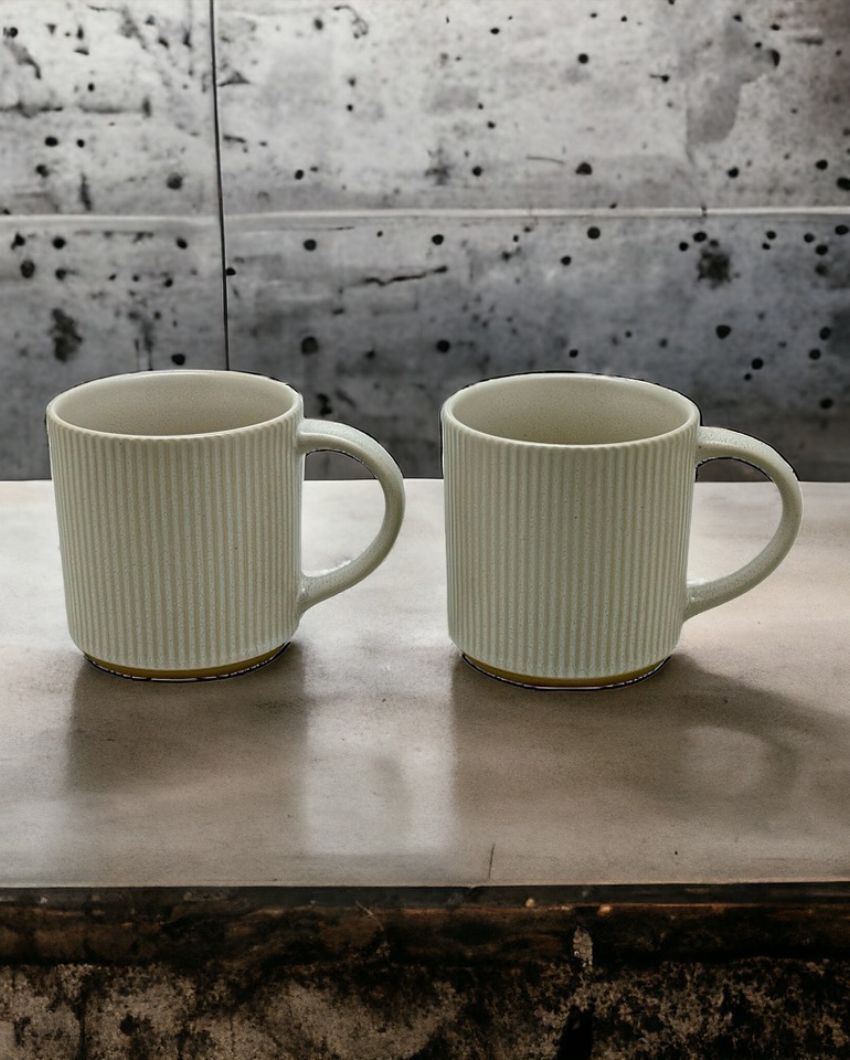 Vinatge Style Ceramic Mugs | Set of 2 Off White