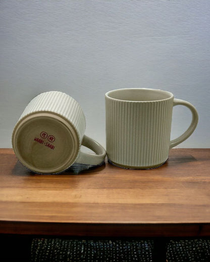 Vinatge Style Ceramic Mugs | Set of 2 Off White