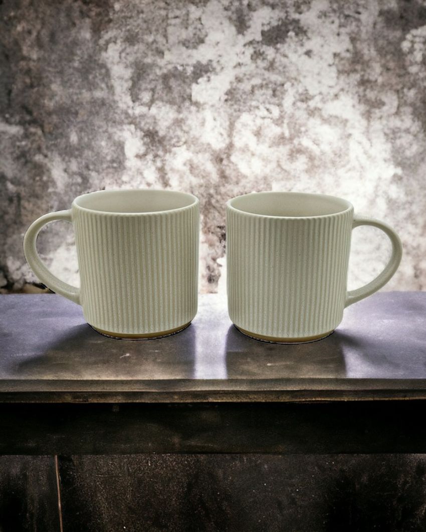 Vinatge Style Ceramic Mugs | Set of 2 Off White