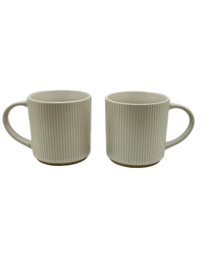 Vinatge Style Ceramic Mugs | Set of 2 Off White