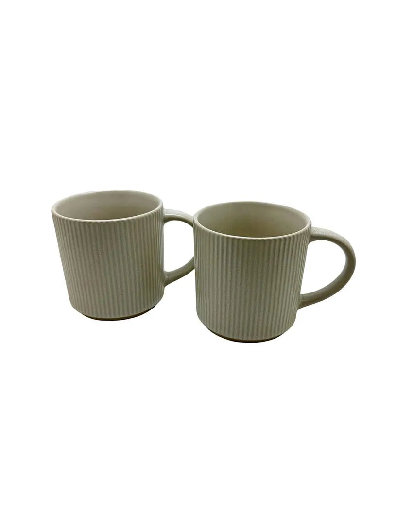 Vinatge Style Ceramic Mugs | Set of 2 Off White